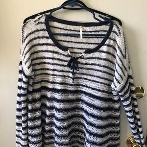 Free people crochet  striped sweater small